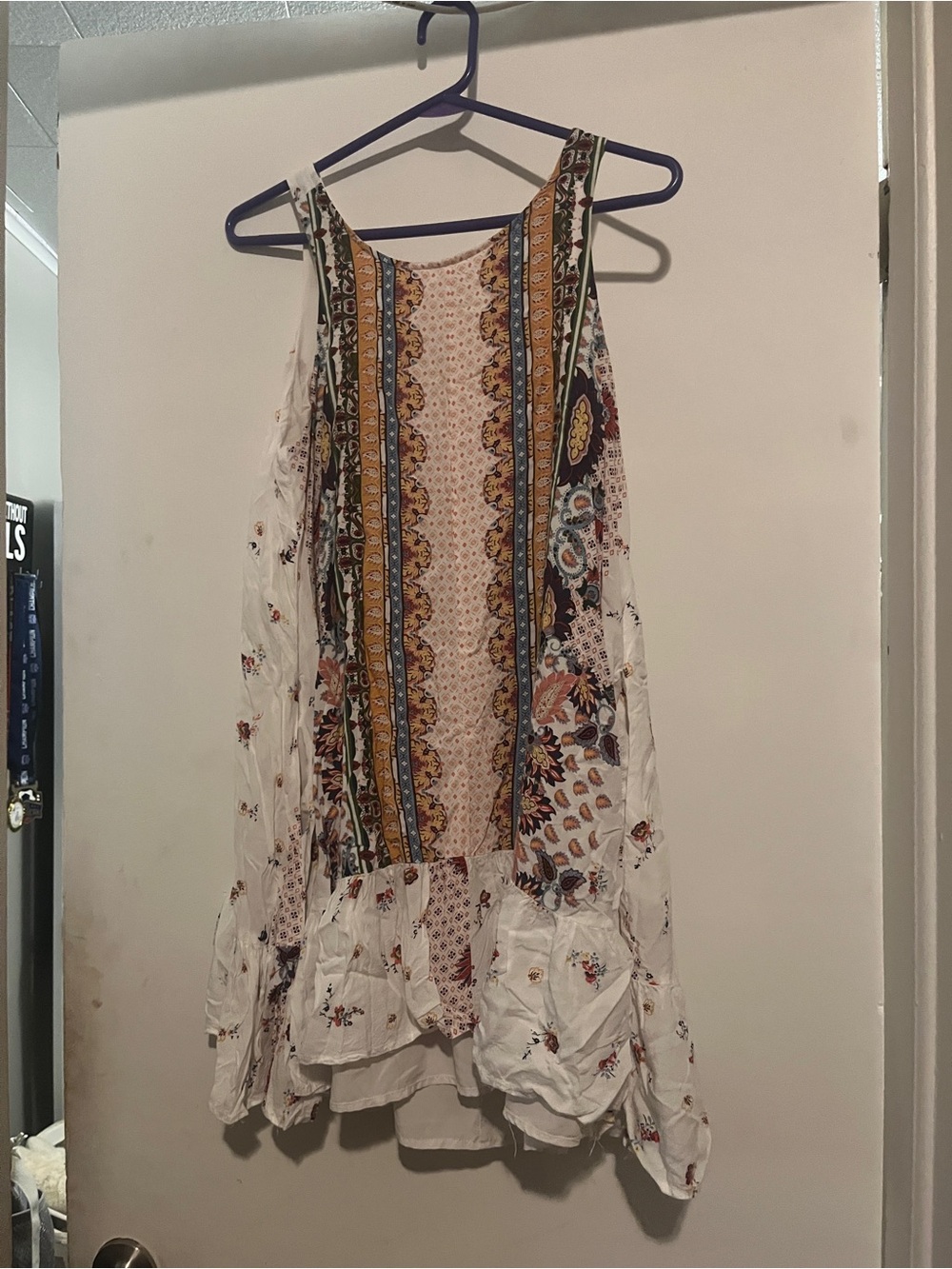 Impressions Boutique Boho Floral Patchwork Ruffle Dress S